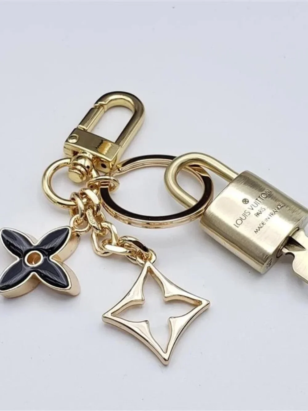 Louis Vuitton Authentic Gold Padlock 🔑 Key + Stylish Unbranded Flower Bag Charm